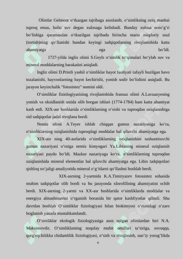 O’simliklarning mineral oziqlanishi 6