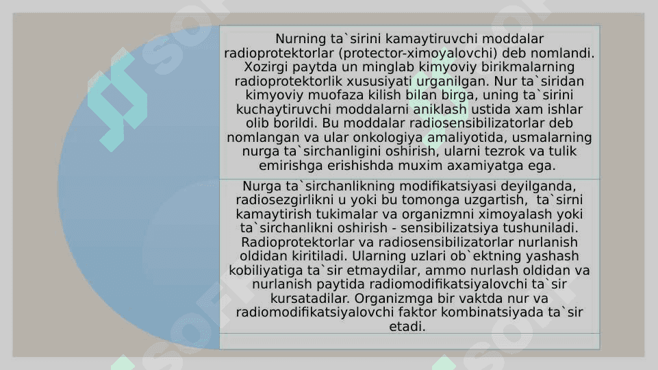 Nur sezgirlikning modifikatsiyasi 3