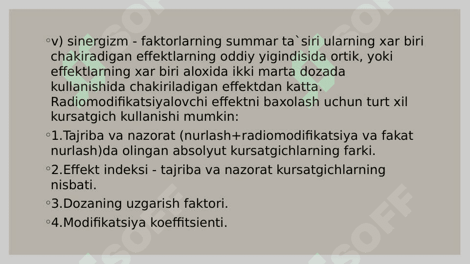 Nur sezgirlikning modifikatsiyasi 5