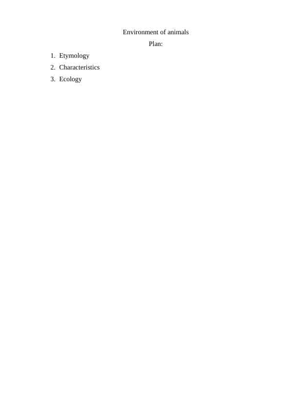 Environment of animals