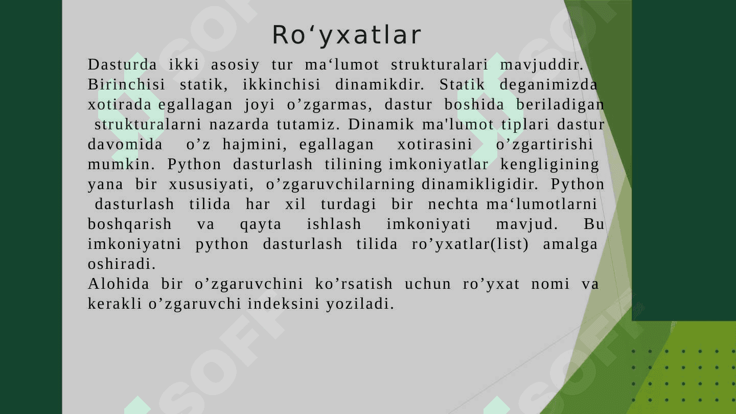 Python dasturlash tilida Bir necha o’lchovli ro’yxatlarni o’quvchilarga hayotiy misollar bilan tushintirish 3