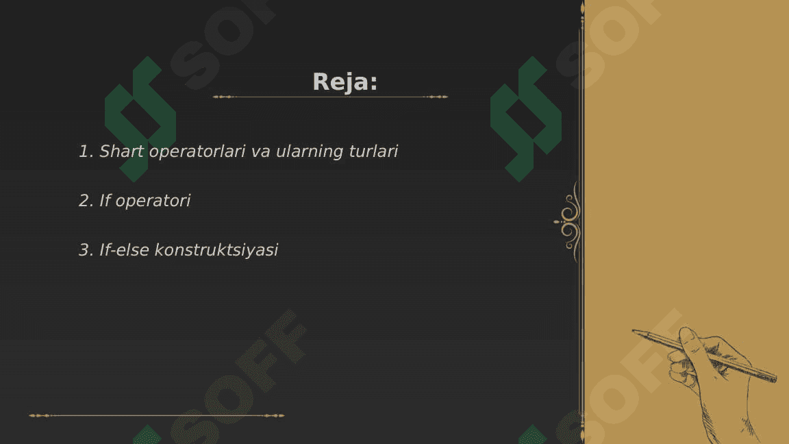 Python dasturlash tilida shart operatorlari bilan ishlash 2