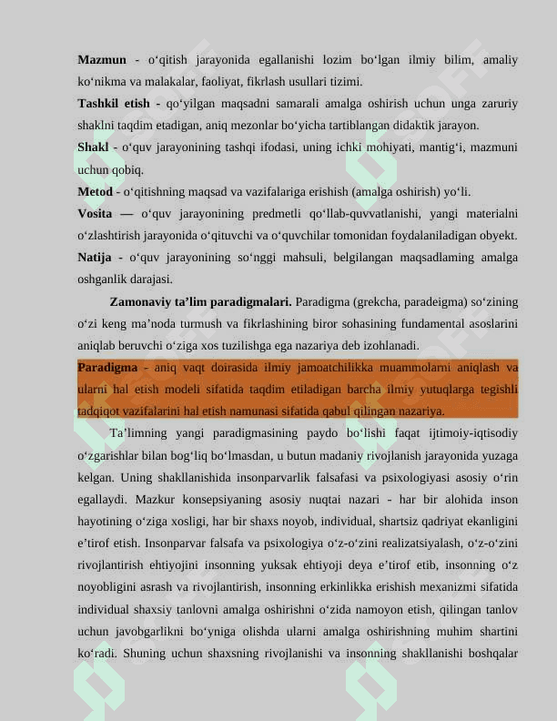 Pedagogika SHAXSNING RIVOJLANISHI, TARBIYASI 4