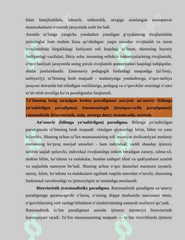 Pedagogika SHAXSNING RIVOJLANISHI, TARBIYASI 5