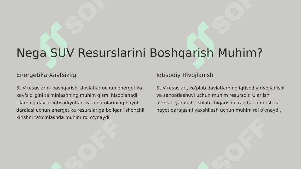 SUV Resurslarini Boshqarishning Siyosiy Jihatlari 2