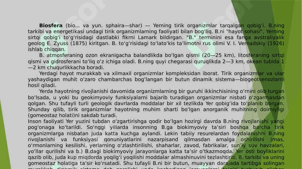 o’Simliklarning biosferadagi ahamiyati 2