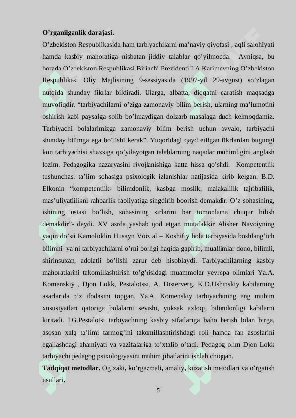 Maktabgacha ta’lim tashkilotlariga bolalarning moslashuvida tarbiyachining kasbiy kompetensiyalari 5
