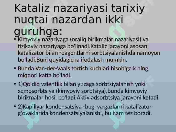 KATALIZ NAZARIYALARI 7