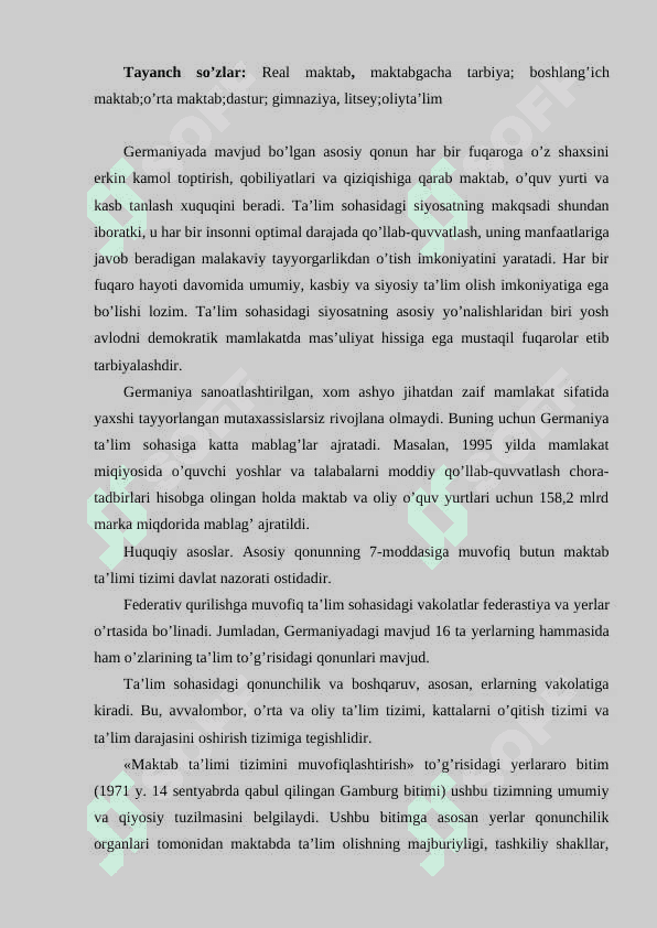 Jahon mamlakatlari ta’limi taraqqiyotining ayrim masalalari 2