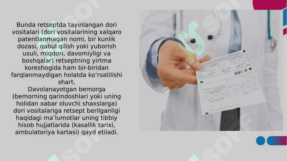 Standard retseptura formulirovkalari ko’makchilar bilan 5