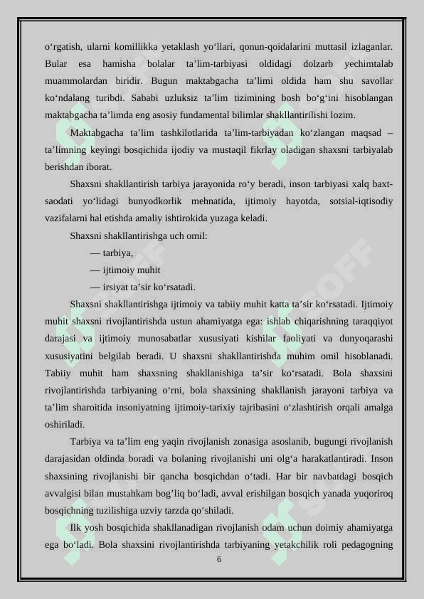 MAKTABGACHA TA'LIM DAVRINING O'ZIGA XOS XUSUSIYATLARI 6