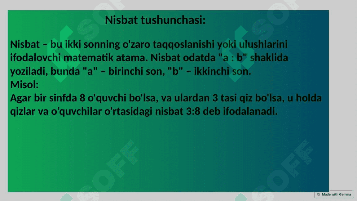 Nisbat tushunchasi 2