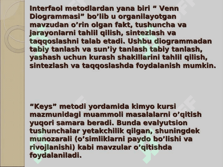 “9– SINFDA “ METALLAR ” BOBINI O`QITISH METODIKASI” MAVZUSIDAGI 7