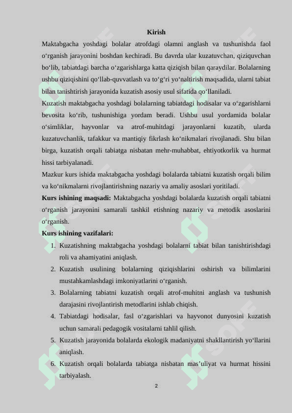 Kuzatish-tabiat bilan tanishtirishning asosiy usuli 2