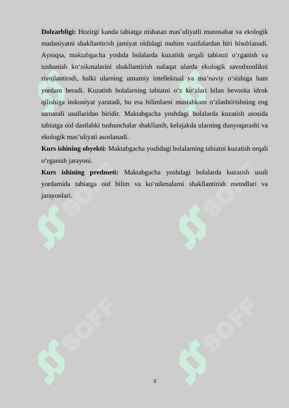 Kuzatish-tabiat bilan tanishtirishning asosiy usuli 3