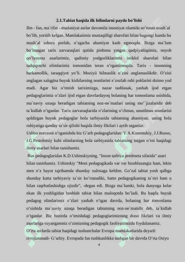 Kuzatish-tabiat bilan tanishtirishning asosiy usuli 4