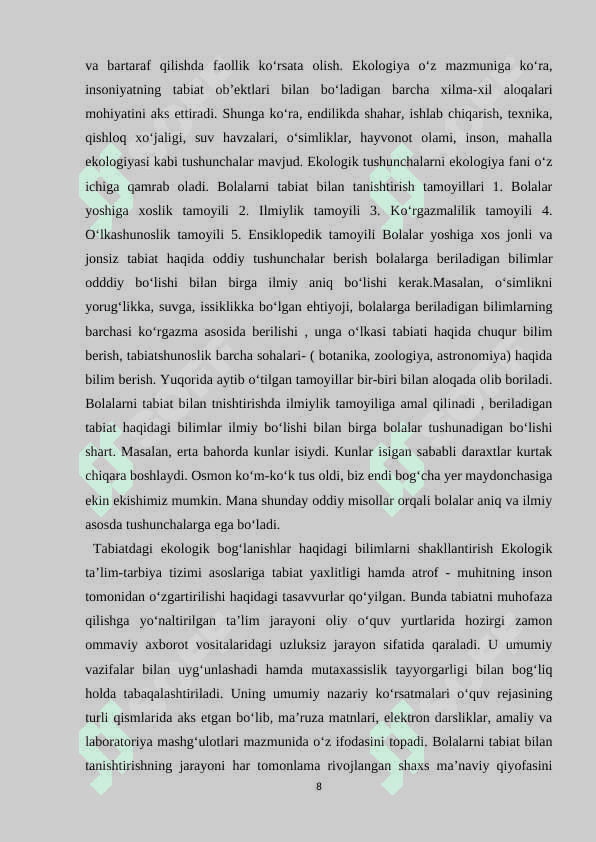 Kuzatish-tabiat bilan tanishtirishning asosiy usuli 8