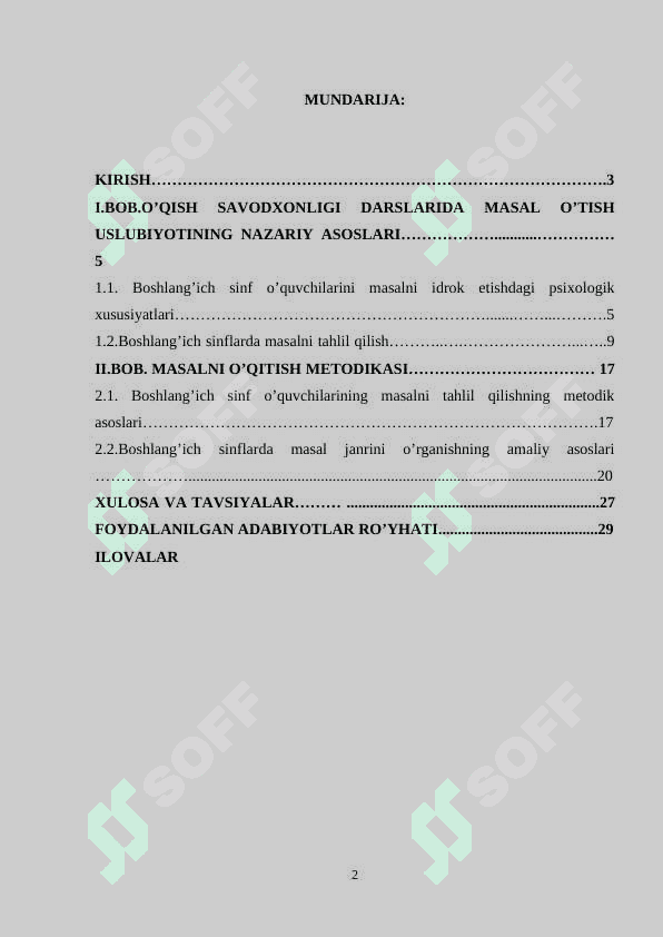 OʻQISH SAVODXONLIGI DARSLARIDA MASAL OʻTISH USLUBIYATI (1  - SINF). 2