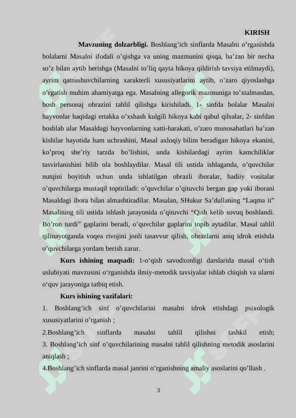 OʻQISH SAVODXONLIGI DARSLARIDA MASAL OʻTISH USLUBIYATI (1  - SINF). 3