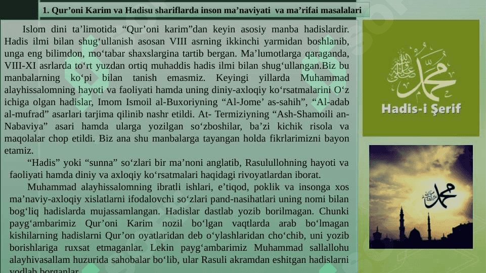 Islom inson ma’naviy madaniyatini tarbiyalash omillari haqida 3