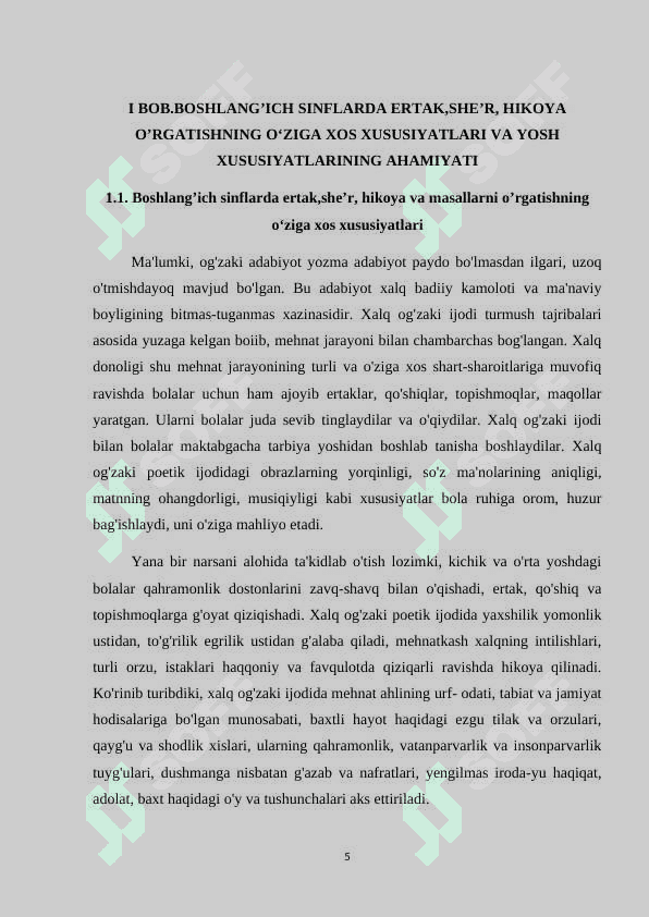 OʻQISH SAVODXONLIGI DARSLARIDA HIKOYA OʻTISH USLUBIYATI 4-SINF 5