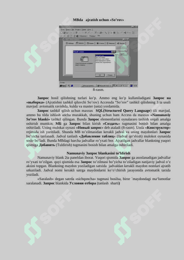 Ms Accesning dasturlar bilan integrallashganligi 8