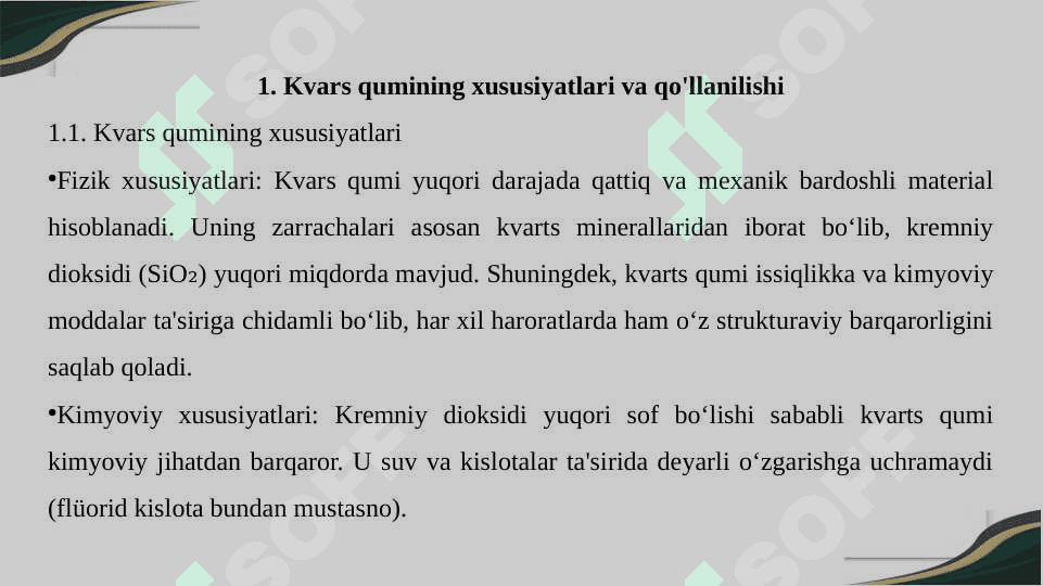 Kvars qumiga ishlov berish 3