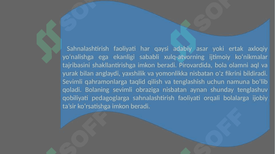 BOLALARNI SAHNALASHTIRISH VA IJODIY  FAOLIYATGA O‘RGATISH 5