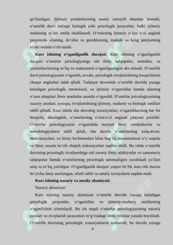 O‘smirlar to‘g‘risida umumiy tushuncha 8