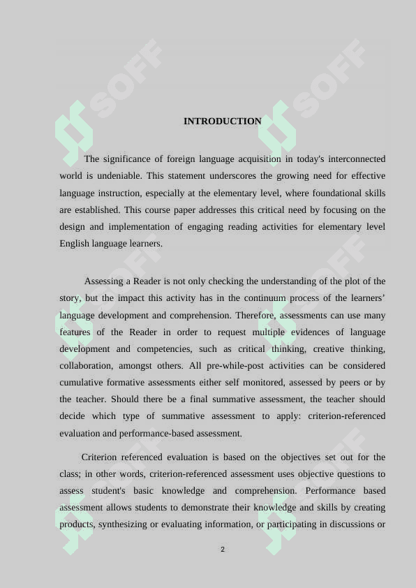 DESIGNING READING ACTIVITIES FOR TEACHING ELEMENTARY LEVEL STUDENTS course paper 2