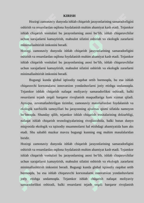 Tejamkor ishlab chiqarish vositalari 2
