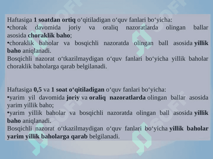 O’QUVCHILAR BILIMINI TEKSHIRISH VA BAXOLASH USULLARI 7