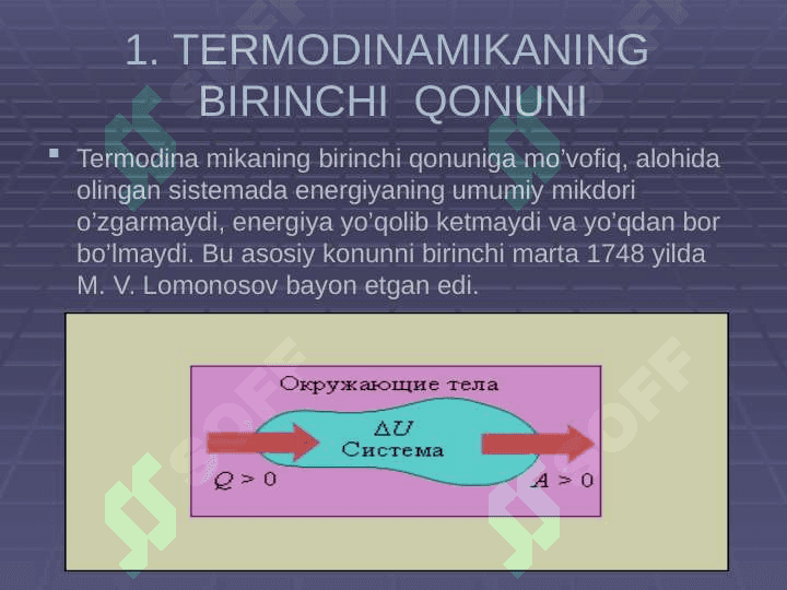 Termodinamikaning  birinchi va ikkinchi qonuni 2