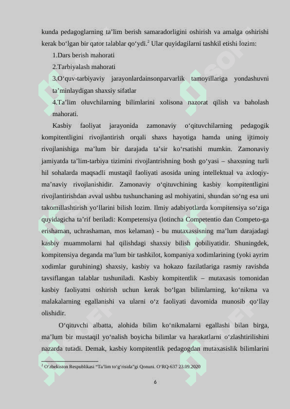 Mahoratli pedagogni o‘qishda kasbiy  kompitentsiyasini rivojlantirish 6