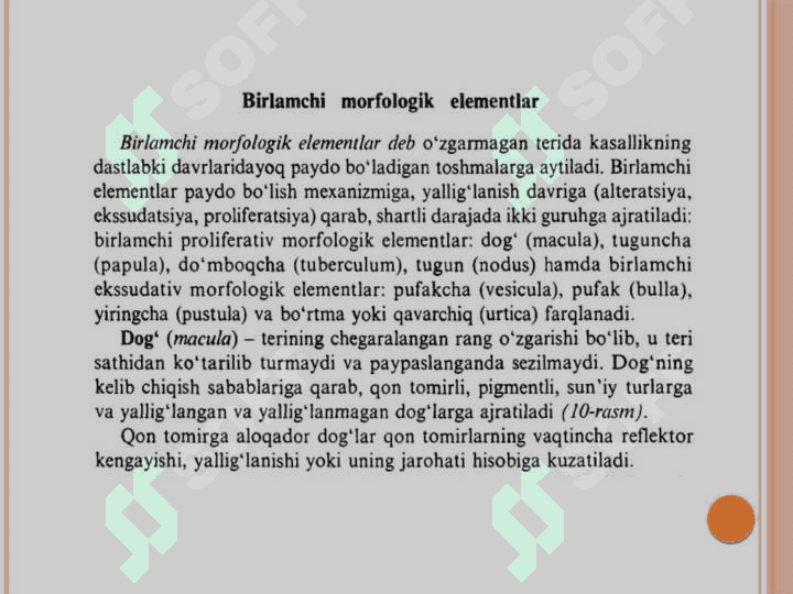 Teri o'zgarishlari elementining birlamchi va      ikkilamchi o'zgarishlar xarakteristikasi 2