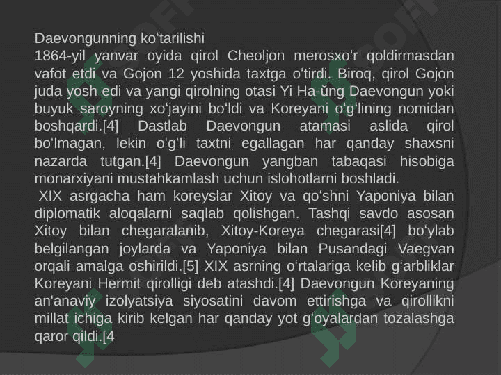 KOREYANI YAPONIYA MUSTAMLAKASIGA AYLANISHI 4
