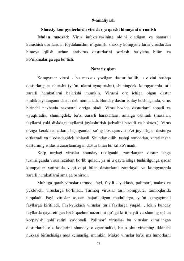 Shaxsiy kompyuterlarda viruslarga qarshi himoyani o‘rnatish