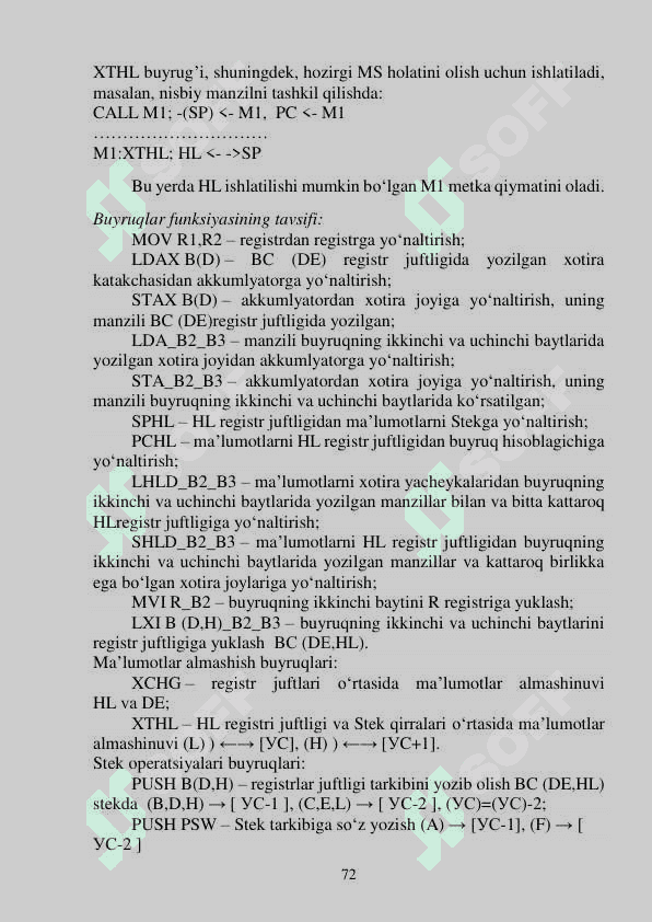 BUYRUQLAR TIZIMINING ARXITEKTURASI.  ASSEMBLER TILINING ASOSIY OPERATORLARI BILAN  TANISHISH 8