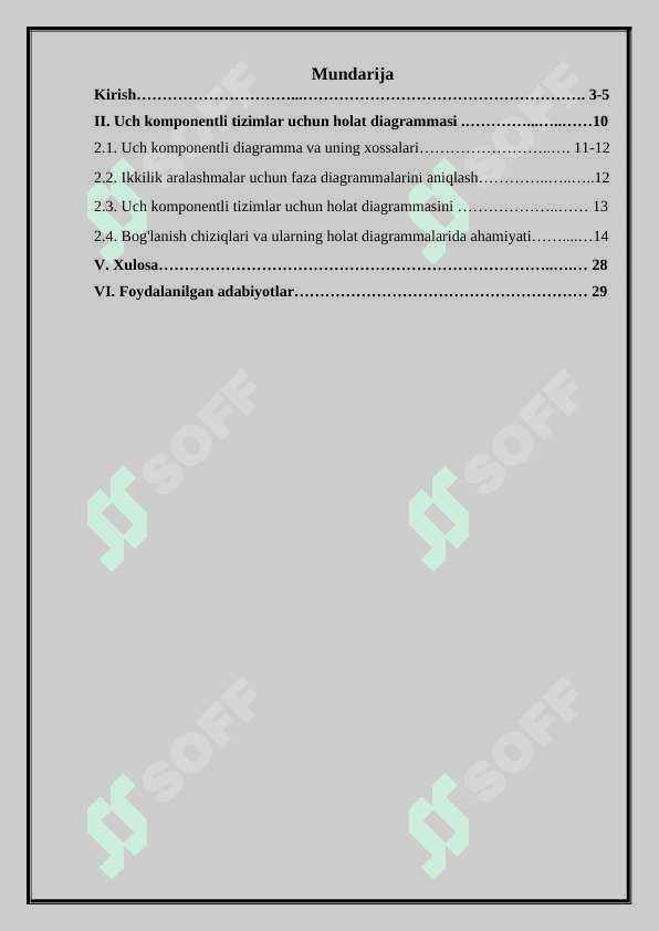 Uch komponentli sistemlarning holat diagrammasi. 2