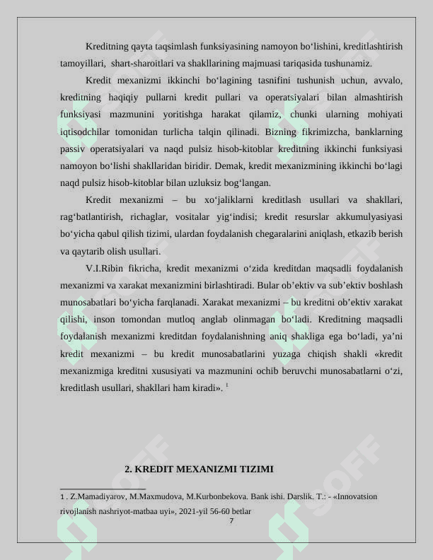 KREDIT MEXANIZMI VA UNING ELEMENTLARI 7