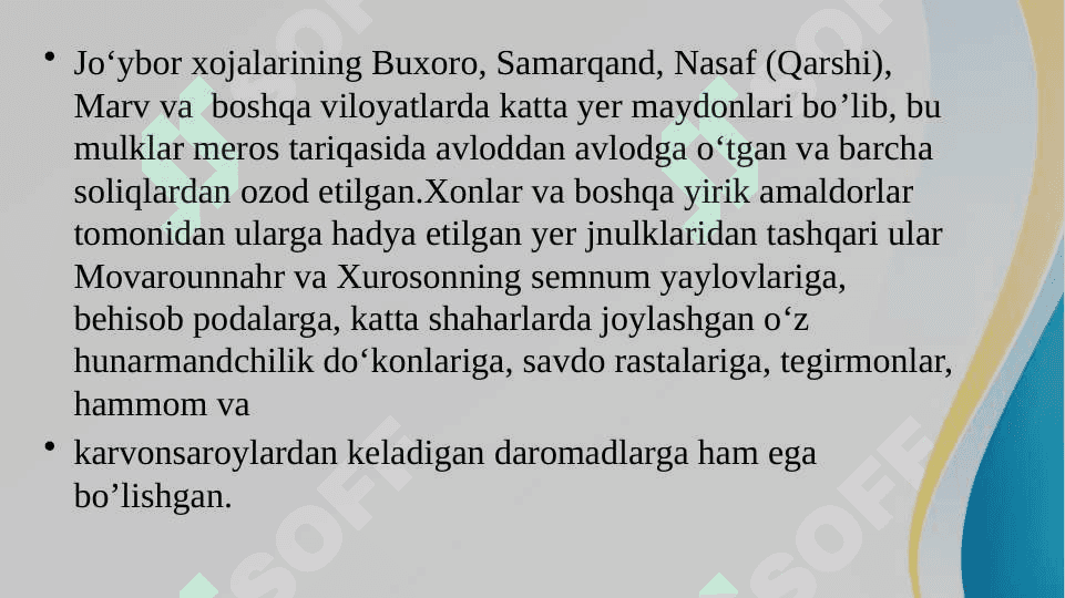 Buxoro xonligida yer egaligi  shakllari 8
