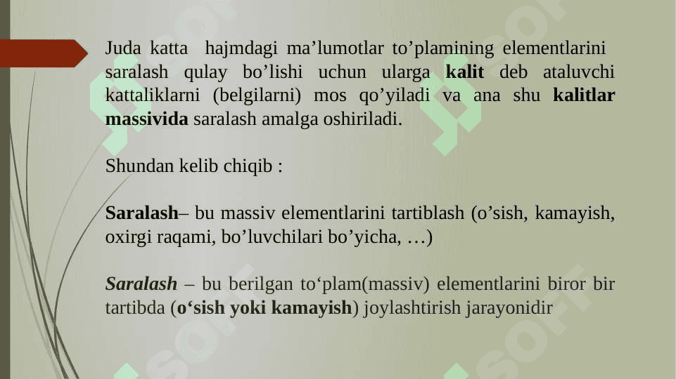 Ma'lumotlarni saralash algoritmlari. 5