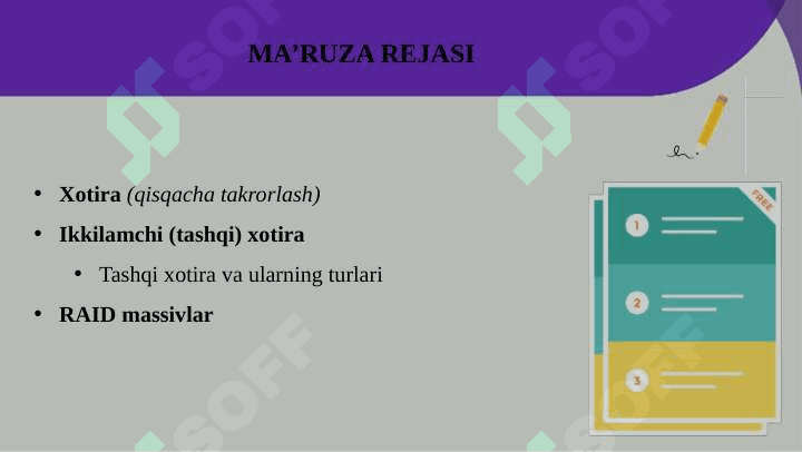 Tashqi xotira va ularning turlari. RAID massivlar. 2
