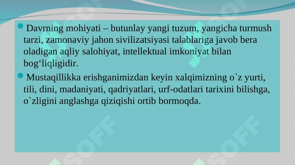 Kirish.O‘zbekistonning eng yangi tarixi fanining predmeti maqsadi va vazifalari,  nazariy-metodologik tamoyillari 5