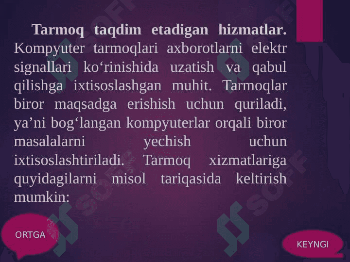TELEKOMUNIKATSIYA VA TARMOQLAR. TASHKILOT TARMOQLARI pptx 6