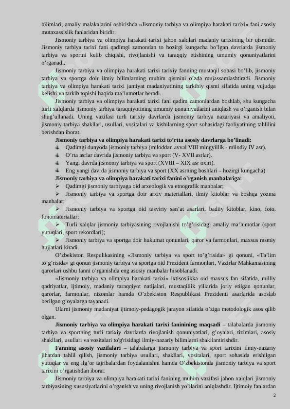 JISMONIY TARBIYA VA SPORT TARIXI 2