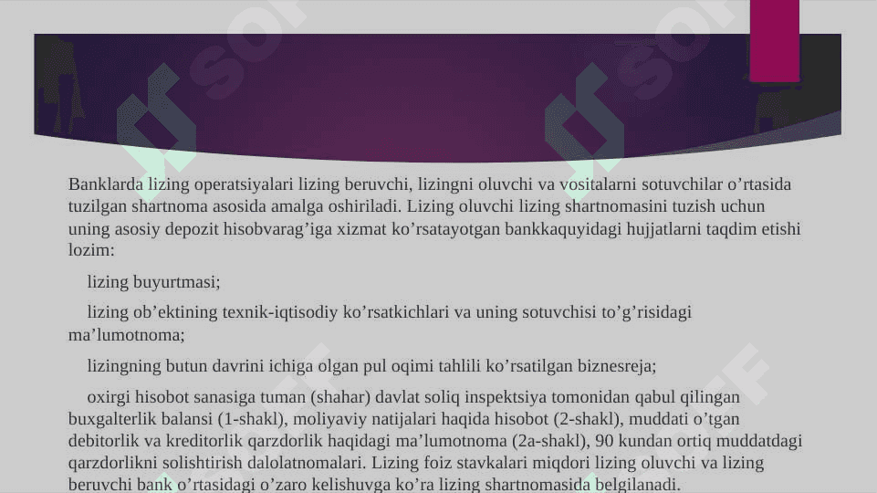 Banklarda lizing va factoring operatsiyalarining buxgalteriya hisobi 4