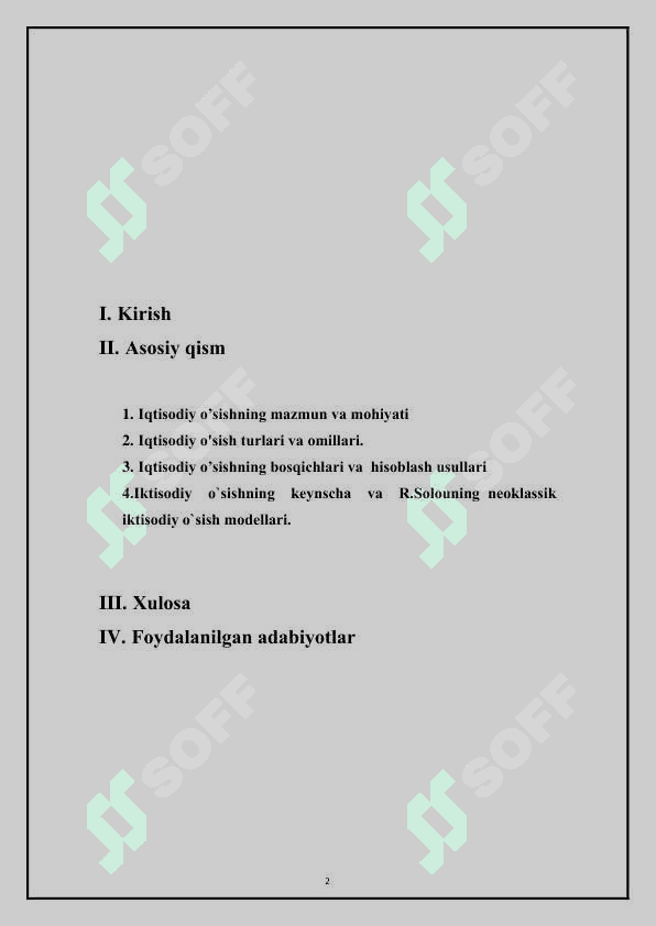 Aholining iqtisodiy o’sishi 2