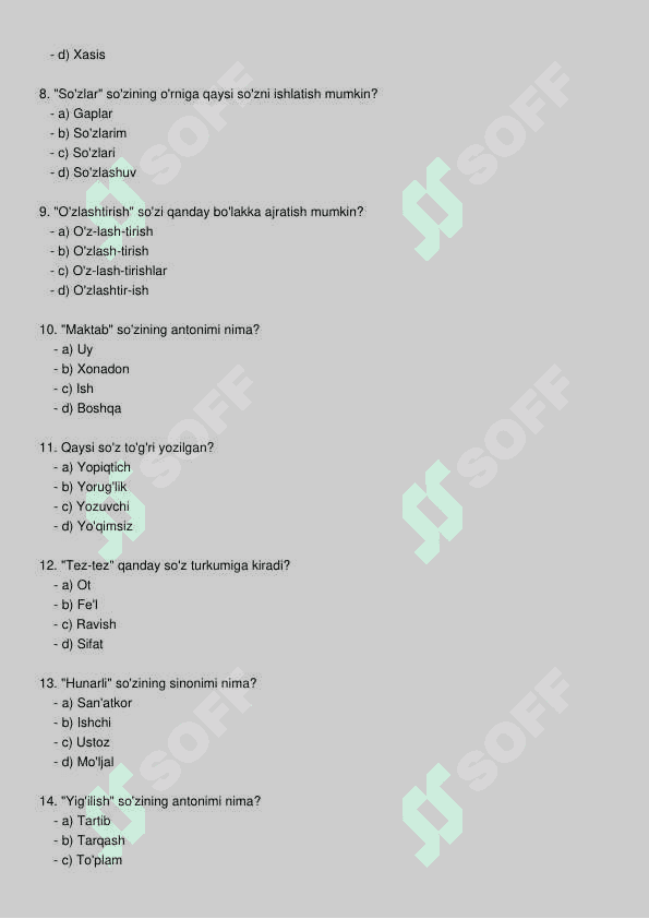 Ona tili test 2