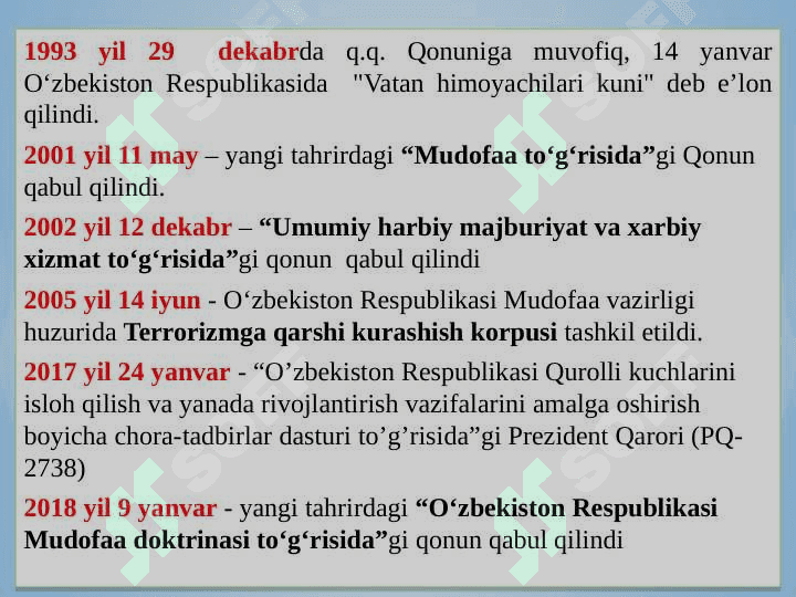 O’ZBEKISTONDA QUROLLI KUCHLAR, ICHKI ISHLAR VA DAVLAT XAVFSIZLIK, FAVQULOTDA VAZIYATLAR XIZMATLARI TIZIMIDAGI ISLOHOTLAR 4